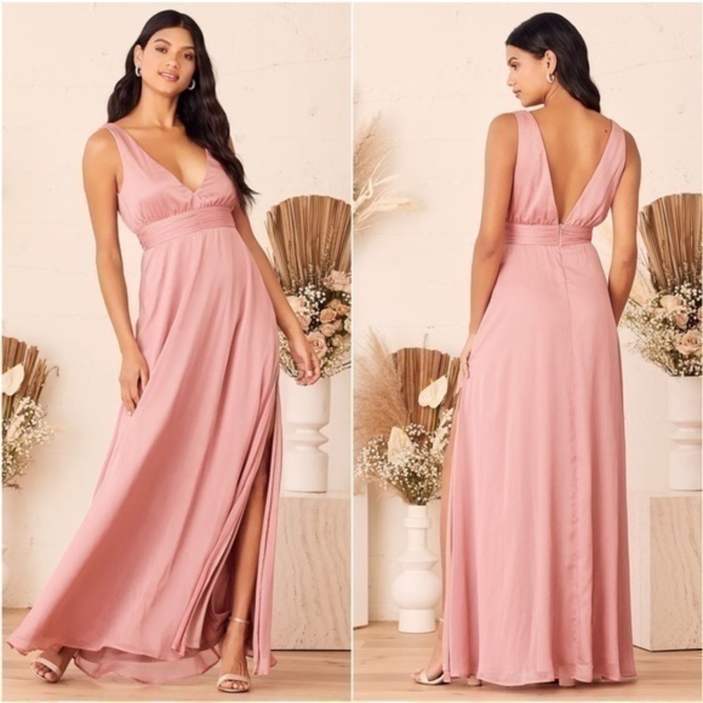 Lulu’s Stand By You Rose Pink Chiffon Sleeveless Maxi Dress